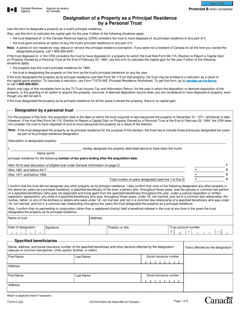 Form T1079  Printable Pdf