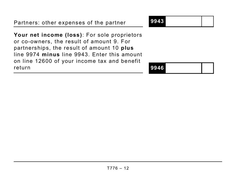 Form T776 Statement of Real Estate Rentals (Large Print) - Canada, Page 12
