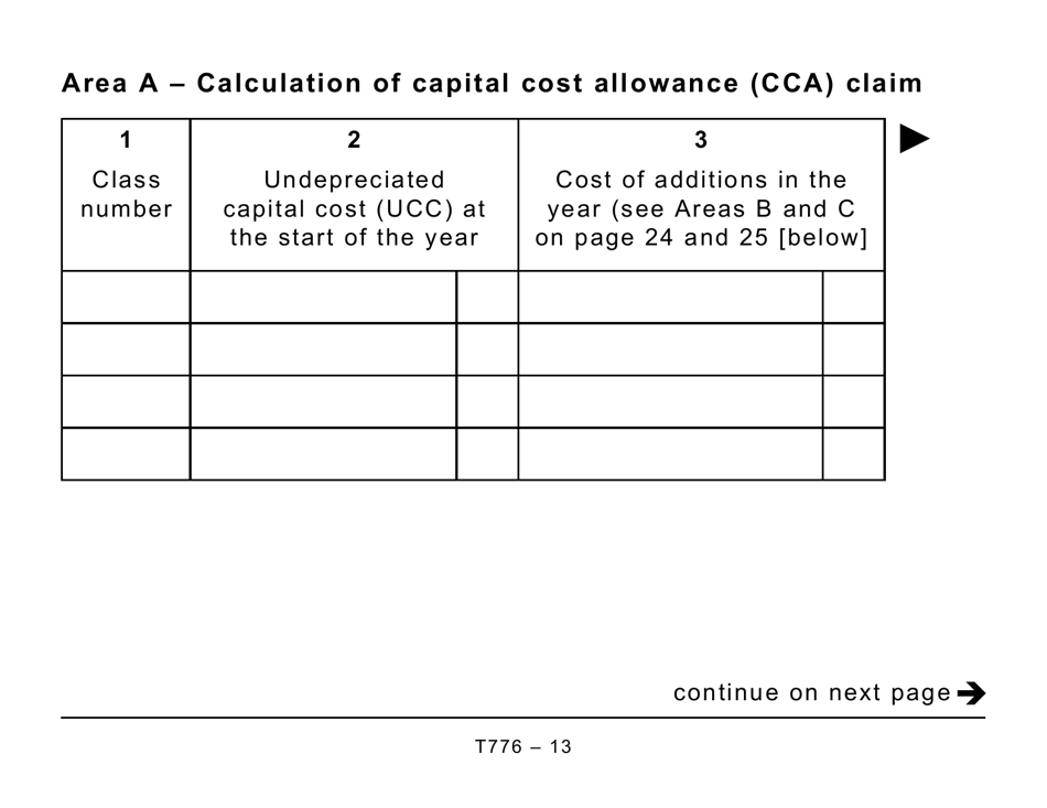 Form T776 Statement of Real Estate Rentals (Large Print) - Canada, Page 13
