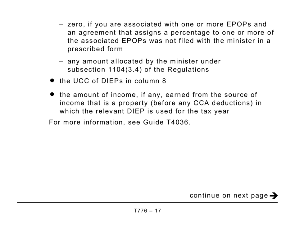 Form T776 Statement of Real Estate Rentals (Large Print) - Canada, Page 17