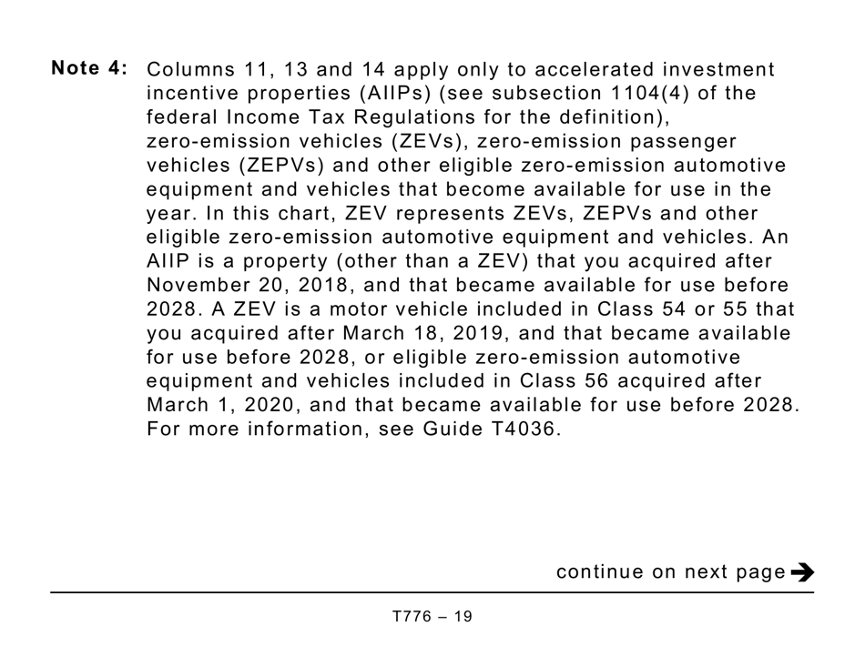 Form T776 Statement of Real Estate Rentals (Large Print) - Canada, Page 19