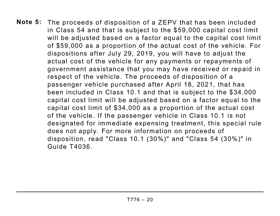 Form T776 Statement of Real Estate Rentals (Large Print) - Canada, Page 20