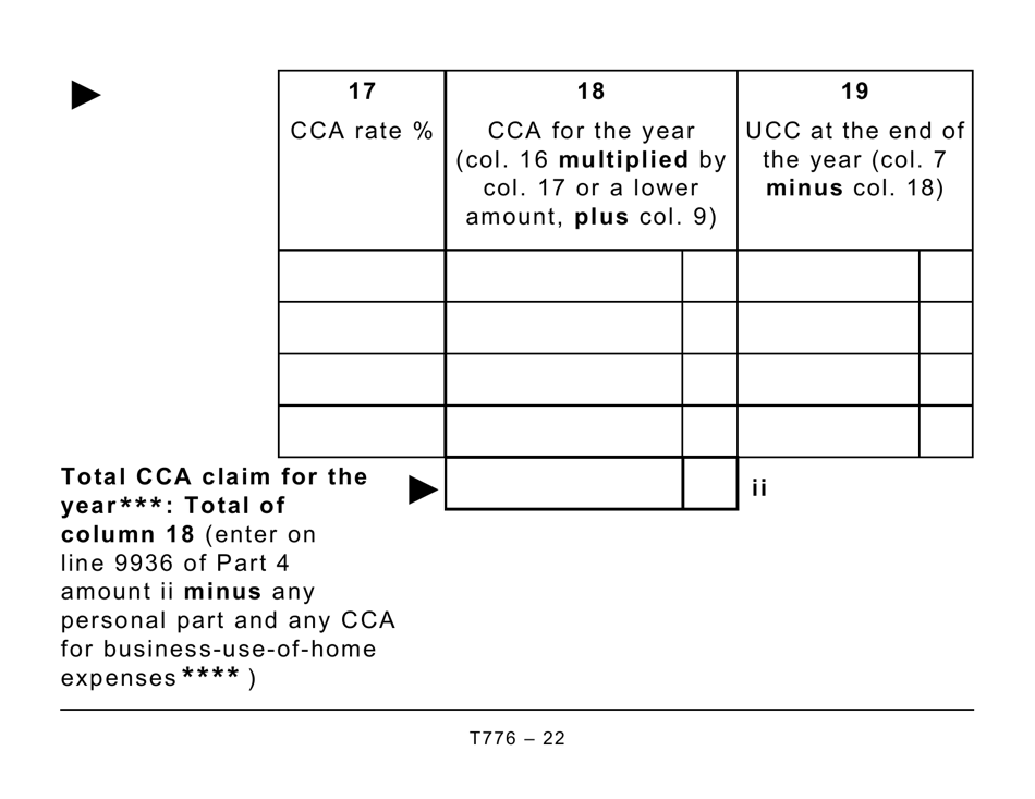 Form T776 Statement of Real Estate Rentals (Large Print) - Canada, Page 22