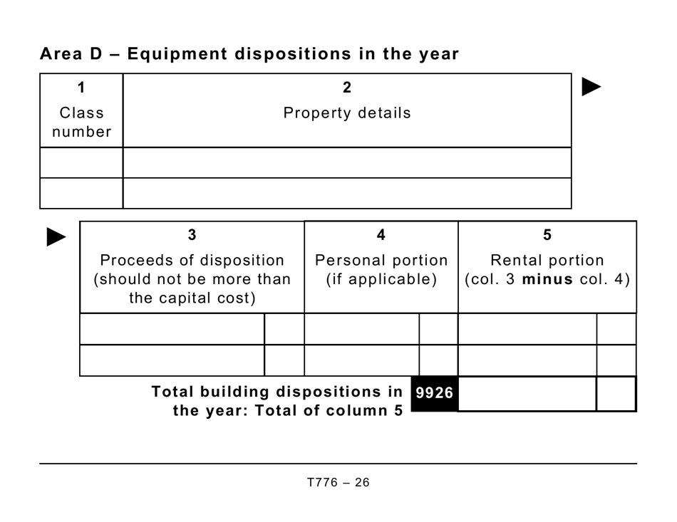 Form T776 Statement of Real Estate Rentals (Large Print) - Canada, Page 26