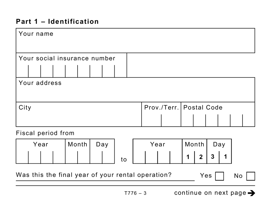 Form T776 Statement of Real Estate Rentals (Large Print) - Canada, Page 3