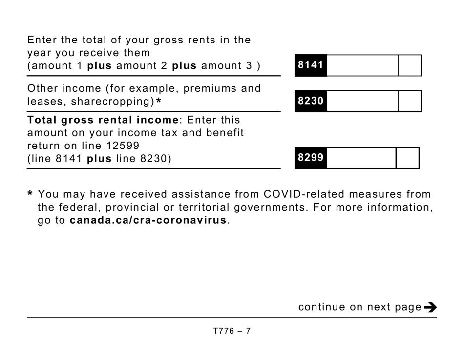 Form T776 Statement of Real Estate Rentals (Large Print) - Canada, Page 7