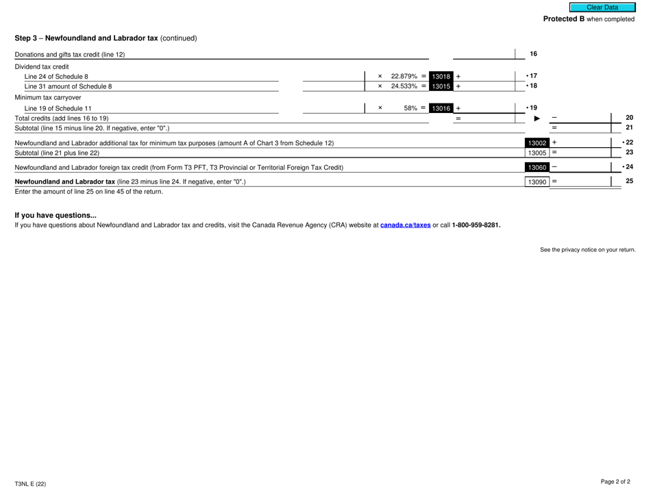 Form T3NL Newfoundland and Labrador Tax - Canada, Page 2