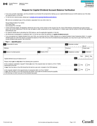 Form T2 Schedule 89 Request for Capital Dividend Account Balance Verification - Canada