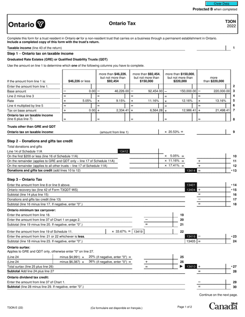 Form T3ON 2022 Printable Pdf