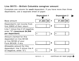 Form 5010-D Worksheet BC428 British Columbia (Large Print) - Canada, Page 3