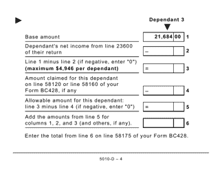 Form 5010-D Worksheet BC428 British Columbia (Large Print) - Canada, Page 4