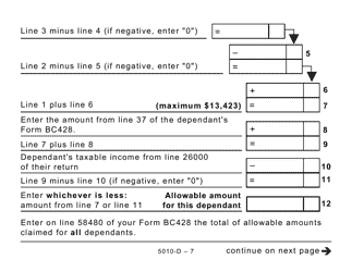 Form 5010-D Worksheet BC428 British Columbia (Large Print) - Canada, Page 7