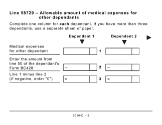 Form 5010-D Worksheet BC428 British Columbia (Large Print) - Canada, Page 8