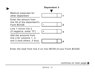 Form 5010-D Worksheet BC428 British Columbia (Large Print) - Canada, Page 9