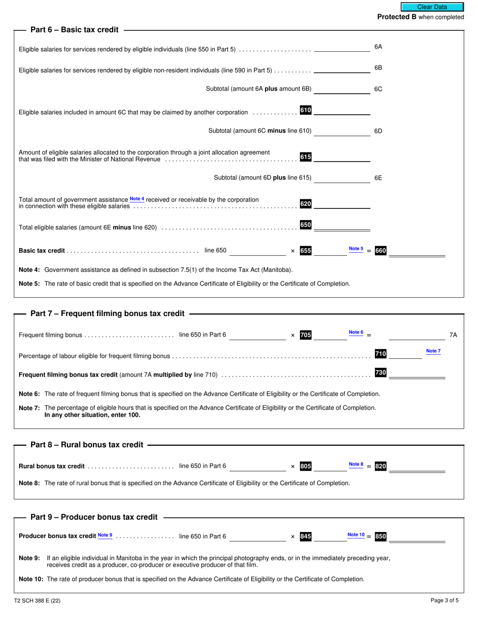 Form T2 Schedule 388 Manitoba Film and Video Production Tax Credit (2020 and Later Tax Years) - Canada, Page 3