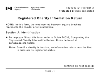 Document preview: Form T3010 Registered Charity Information Return (Large Print) - Canada