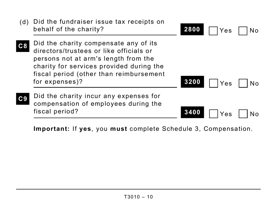 Form T3010 Registered Charity Information Return (Large Print) - Canada, Page 10