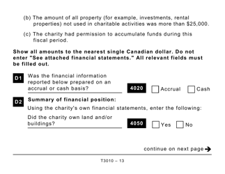 Form T3010 Registered Charity Information Return (Large Print) - Canada, Page 13
