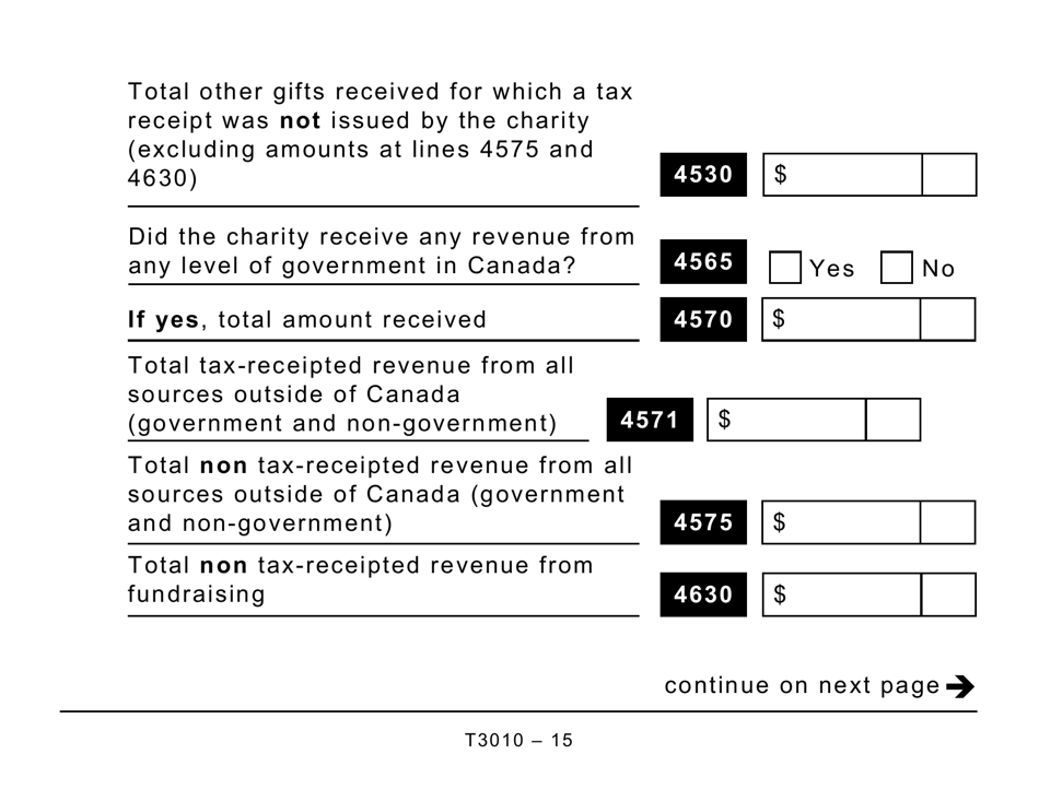 Form T3010 Registered Charity Information Return (Large Print) - Canada, Page 15