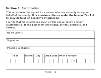 Form T3010 Registered Charity Information Return (Large Print) - Canada, Page 18