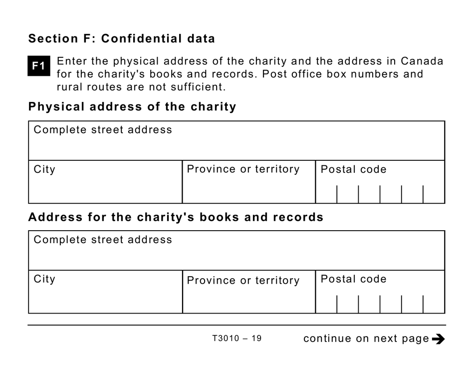 Form T3010 Registered Charity Information Return (Large Print) - Canada, Page 19