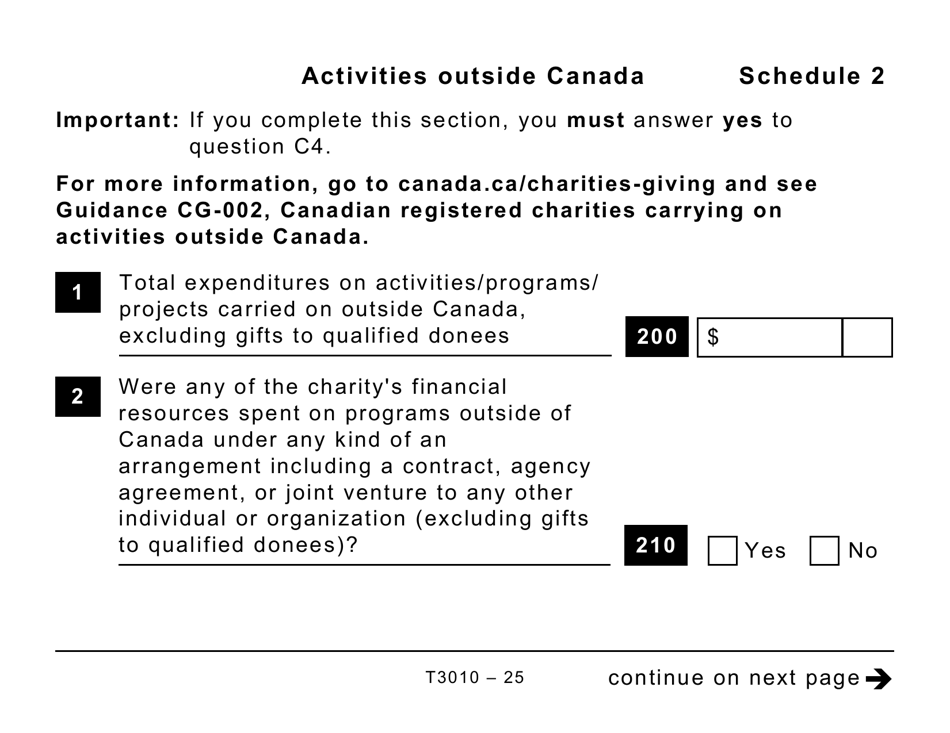 Form T3010 Registered Charity Information Return (Large Print) - Canada, Page 25