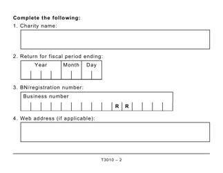 Form T3010 Registered Charity Information Return (Large Print) - Canada, Page 2