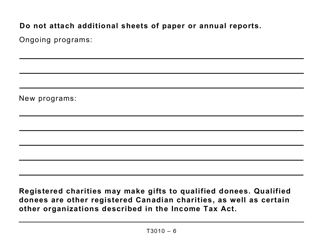 Form T3010 Registered Charity Information Return (Large Print) - Canada, Page 6
