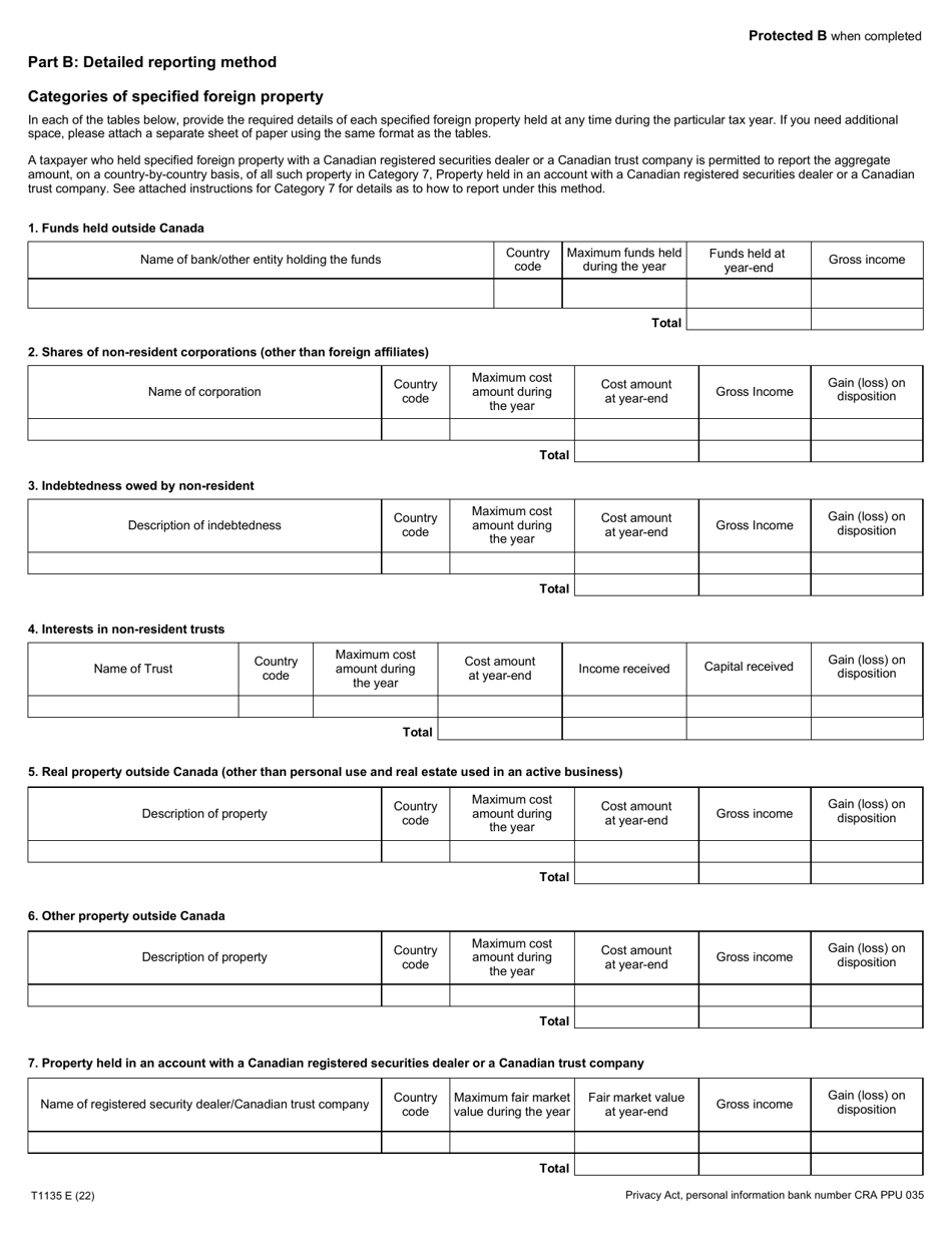 Form T1135 Foreign Income Verification Statement - Canada, Page 2