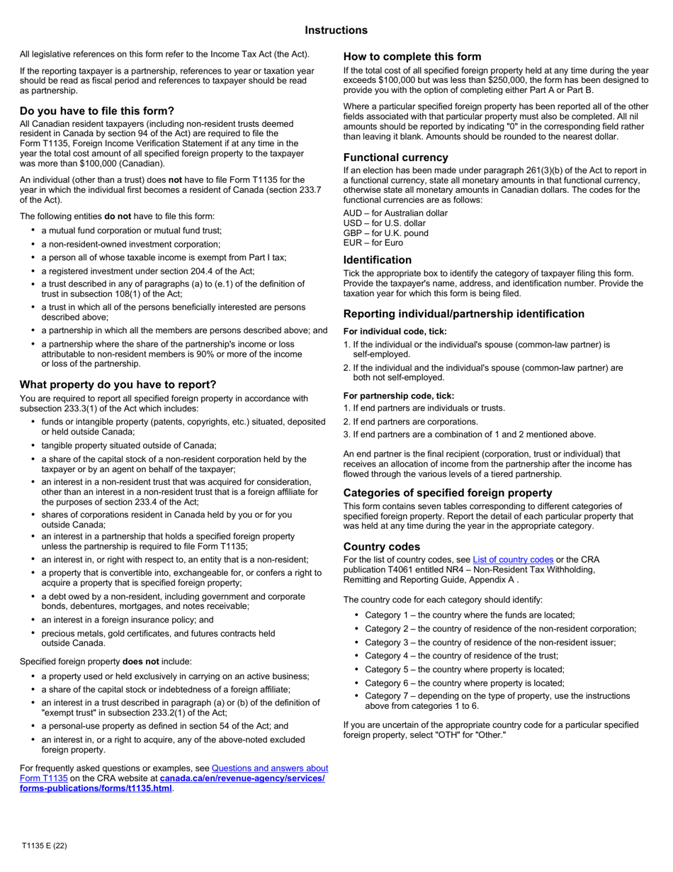 Form T1135 Foreign Income Verification Statement - Canada, Page 4