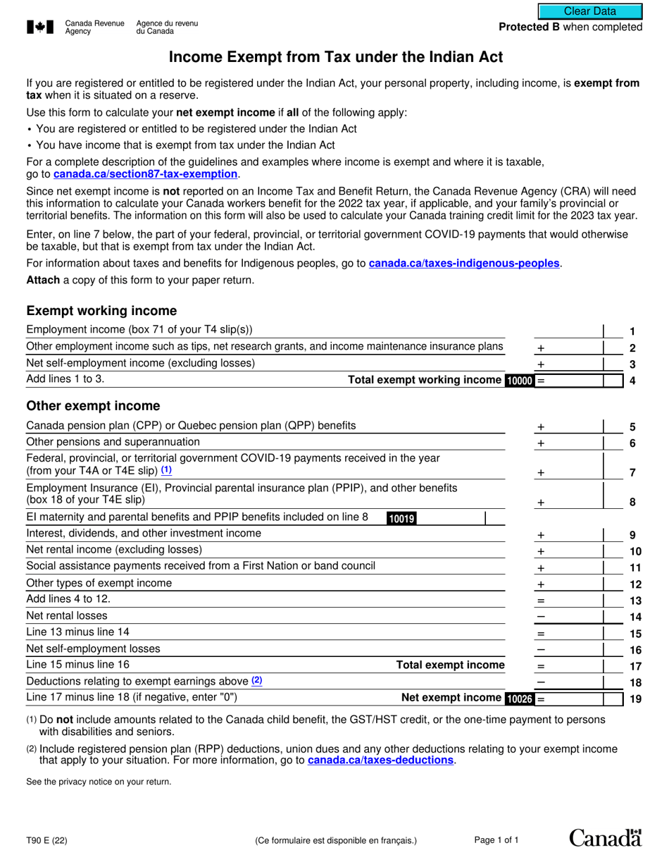 Form T90 Download Fillable PDF or Fill Online Exempt From Tax