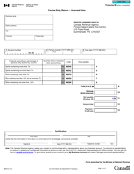Document preview: Form B263 Excise Duty Return - Licensed User - Canada