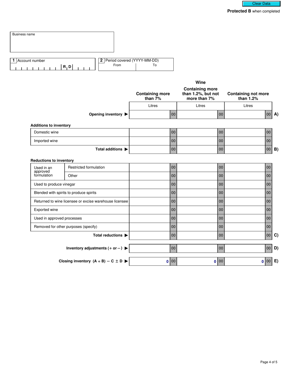 Form B263 Excise Duty Return - Licensed User - Canada, Page 4