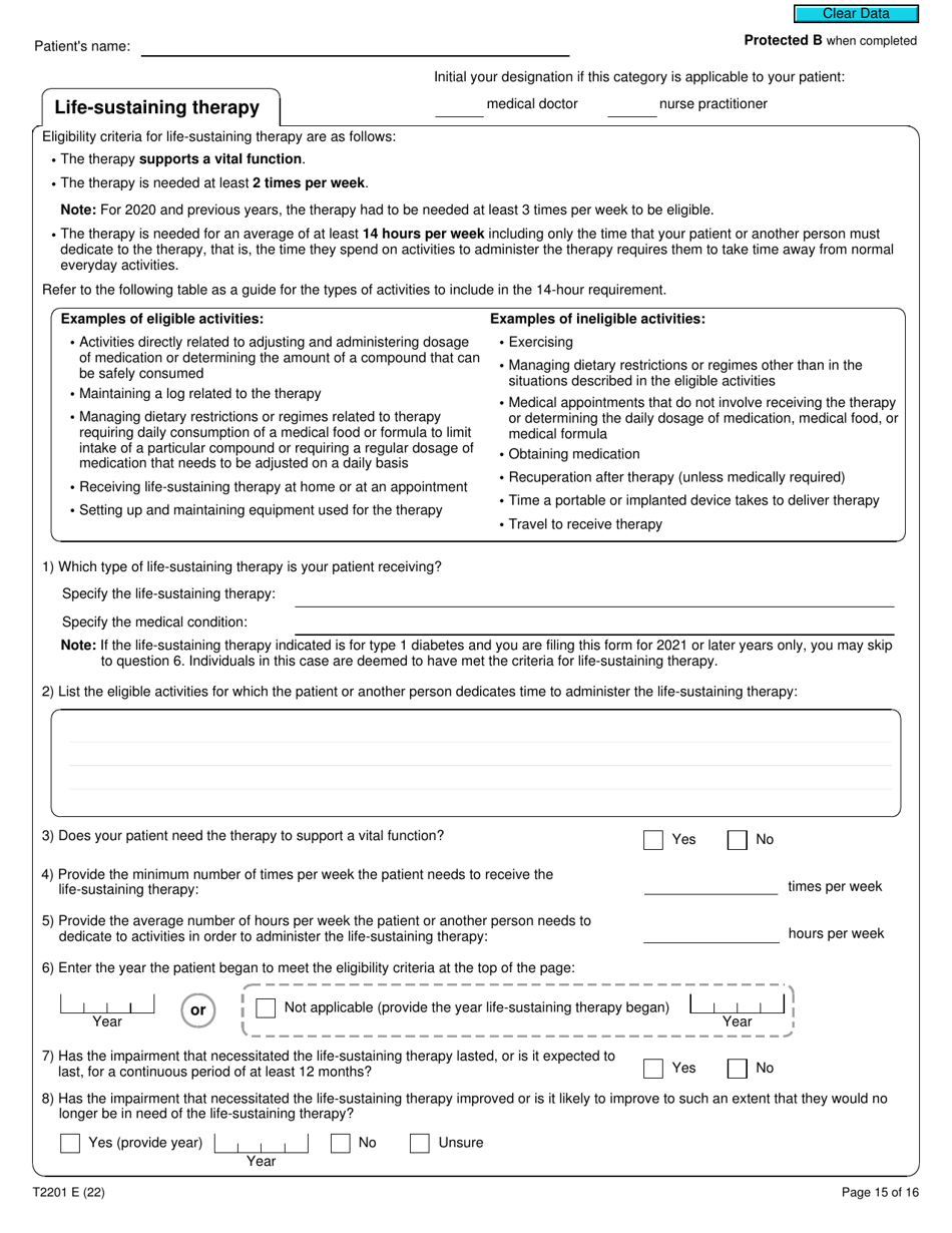 form t2201