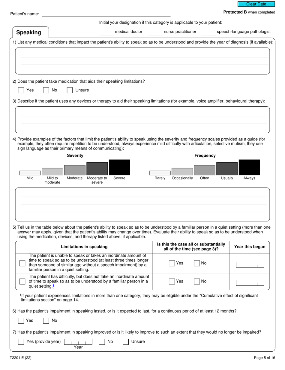 Form T2201 Disability Tax Credit Certificate - Canada, Page 5