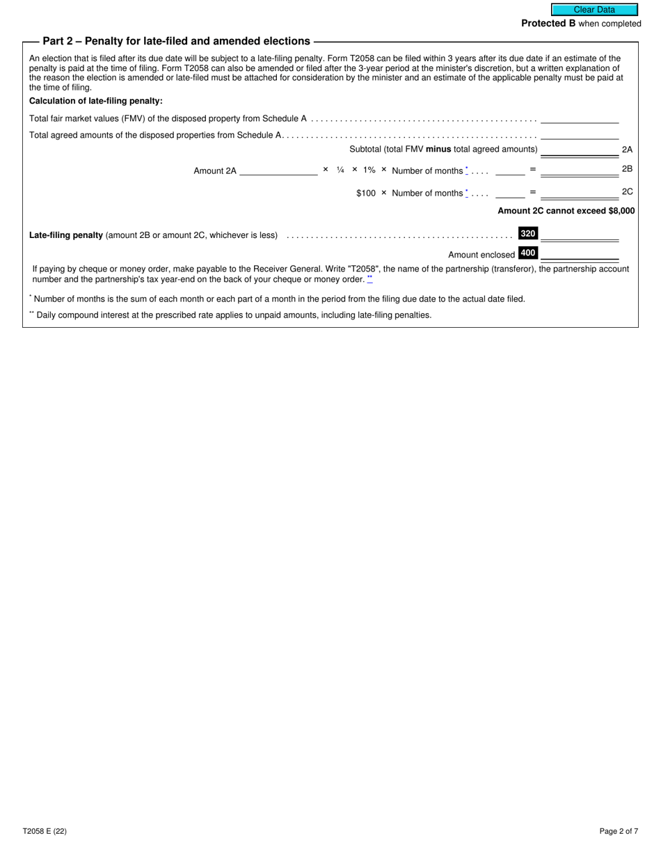 Form T2068 Election on Disposition of Property by a Partnership to a Taxable Canadian Corporation - Canada, Page 2