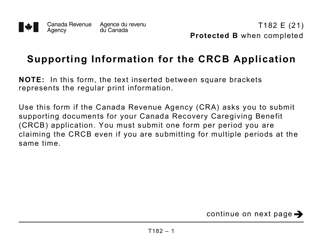 Document preview: Form T182 Supporting Information for the Crcb Application - Large Print - Canada