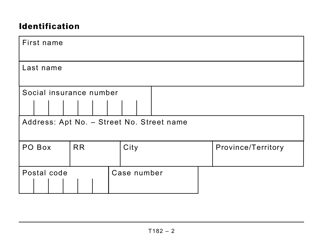 Form T182 Supporting Information for the Crcb Application - Large Print - Canada, Page 2