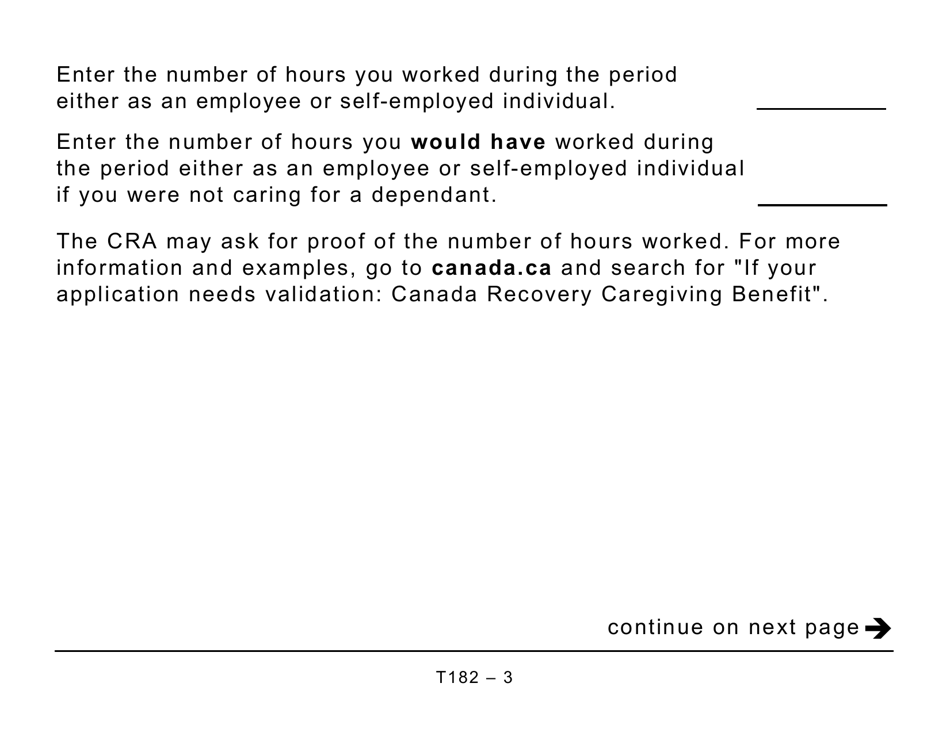 Form T182 Supporting Information for the Crcb Application - Large Print - Canada, Page 3