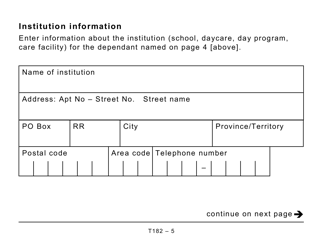 Form T182 Supporting Information for the Crcb Application - Large Print - Canada, Page 5