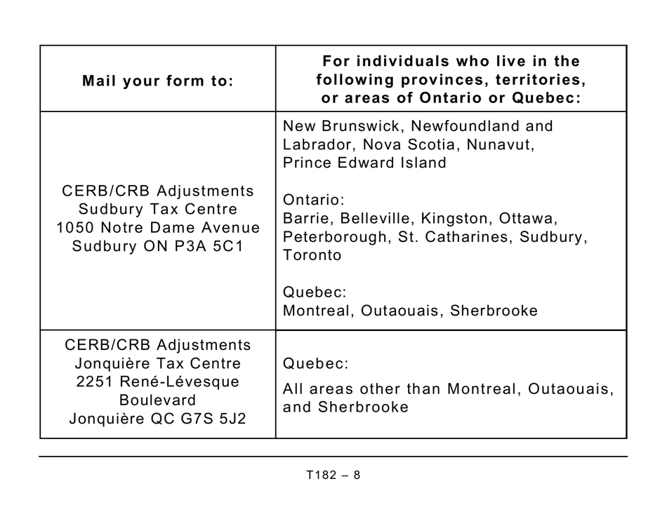 Form T182 Supporting Information for the Crcb Application - Large Print - Canada, Page 8