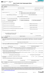 Form T2030 Direct Transfer Under Subparagraph 60(I)(V) - Canada