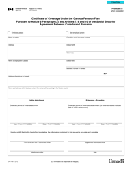 Form CPT165 Certificate of Coverage Under the Canada Pension Plan Pursuant to Article 6 Paragraph (2) and Articles 7, 8 and 10 of the Social Security Agreement Between Canada and Romania - Canada, Page 2