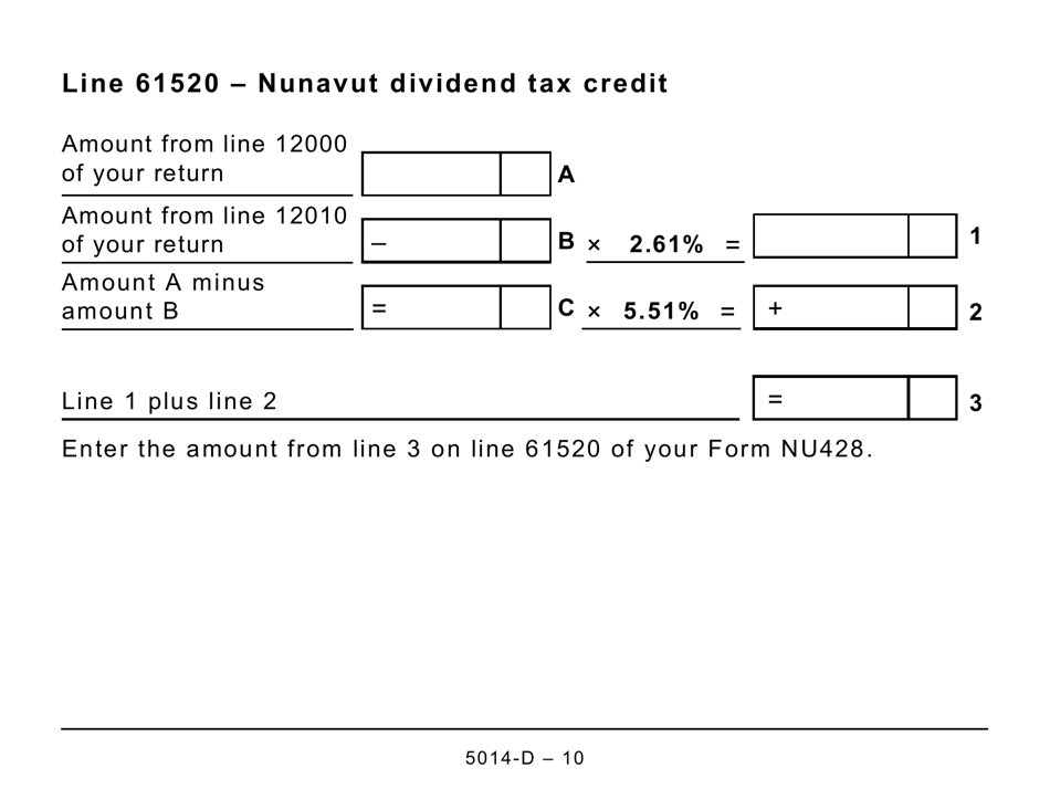 Form 5014-D Worksheet NU428 Nunavut - Canada, Page 10