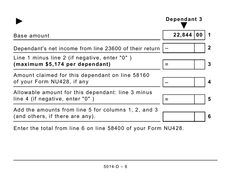 Form 5014-D Worksheet NU428 Nunavut - Canada, Page 6