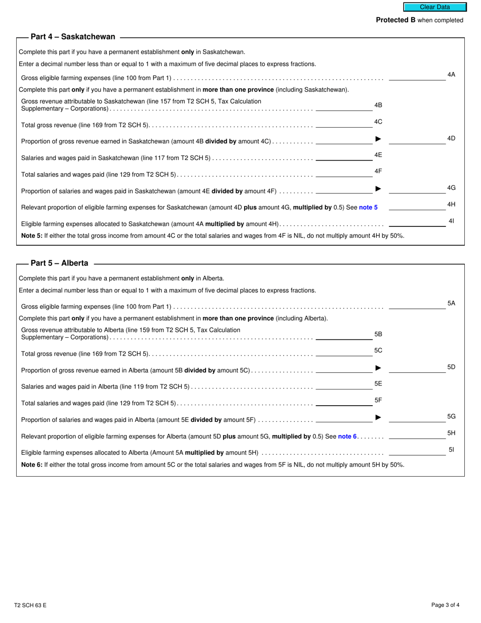 Form T2 Schedule 63 Return of Fuel Charge Proceeds to Farmers Tax Credit (2021 and Later Tax Years) - Canada, Page 3