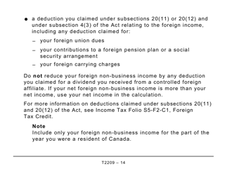 Form T2209 Federal Foreign Tax Credits - Large Print - Canada, Page 14