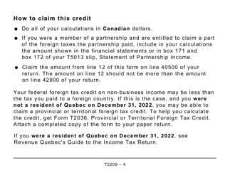 Form T2209 Federal Foreign Tax Credits - Large Print - Canada, Page 4