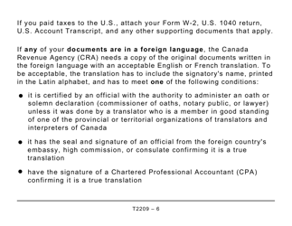 Form T2209 Federal Foreign Tax Credits - Large Print - Canada, Page 6