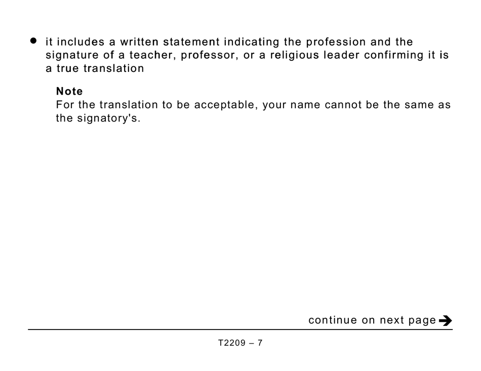 Form T2209 Federal Foreign Tax Credits - Large Print - Canada, Page 7